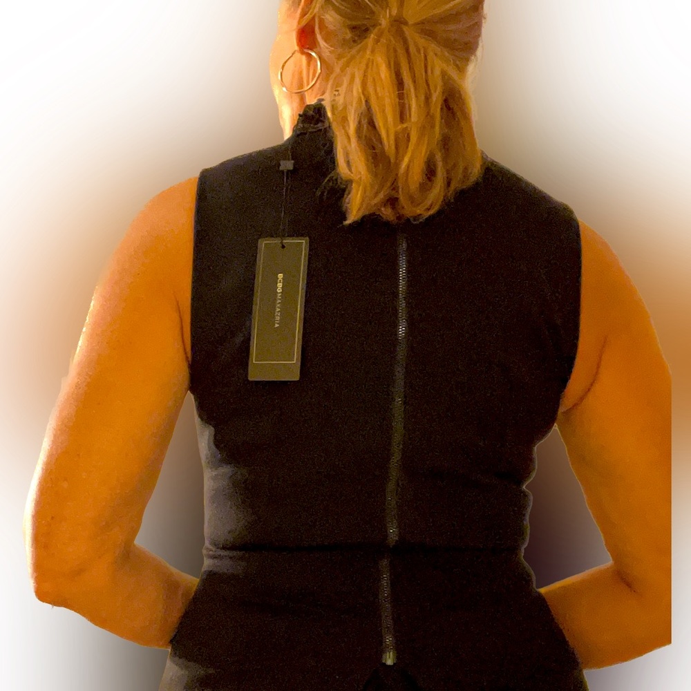 BCBG Maxazria black leather sleeveless top size S - Picture 3 of 8